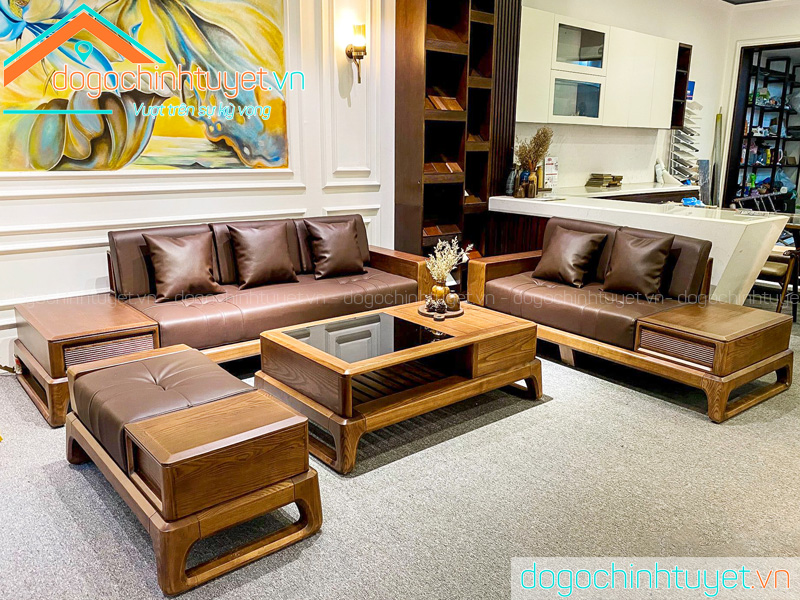 Bàn ghế sofa Thái Bình gỗ Sồi